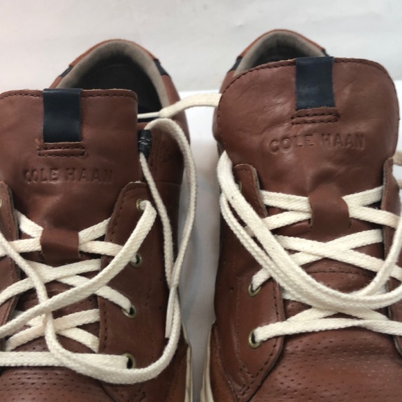 Cole Haan Cognac Leather Low Sneakers Size 11.5 - Picture 7 of 8
